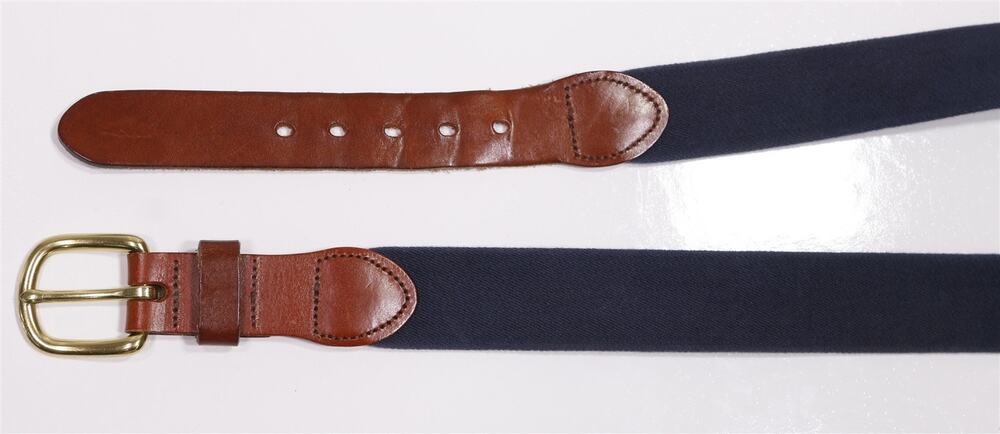 J. Press Vintage Navy Stretch Cotton Preppy Belt Brass Buckle 42